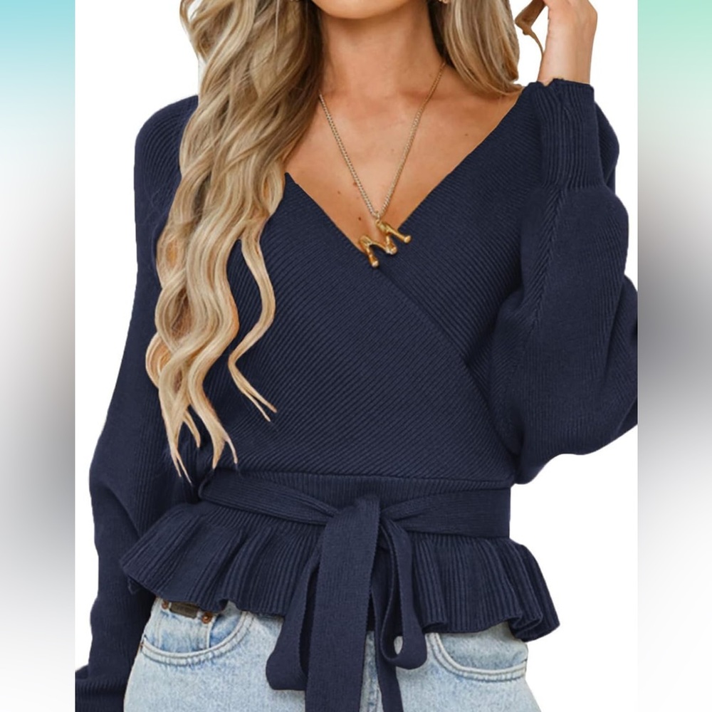 Tie waist sweater with cut out back